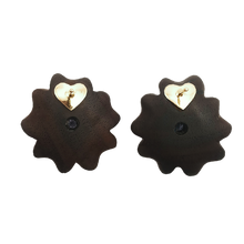 Load image into Gallery viewer, Chestnut Flower Earrings in carved wood by Christina Puchi