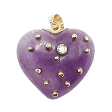 Load image into Gallery viewer, Carved Stone Studded Heart Pendant in carved stone by Christina Puchi