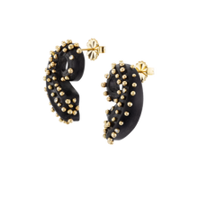 Load image into Gallery viewer, Ebony Spiral Earrings in carved wood by Christina Puchi