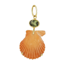 Load image into Gallery viewer, Orange Shell with Green Tourmaline Pendant