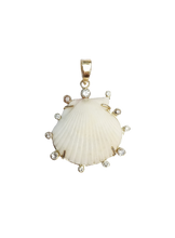 Load image into Gallery viewer, White Shell Diamond Halo 2 Pendant in shell by Christina Puchi
