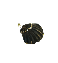 Load image into Gallery viewer, 5 Diamond + Gold Ball Carved Ebony Shell Pendant in carved wood and shell by Christina Puchi