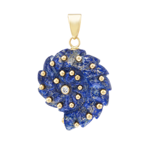 Load image into Gallery viewer, Carved Stone Ammonite Pendants in carved stone and shell by Christina Puchi