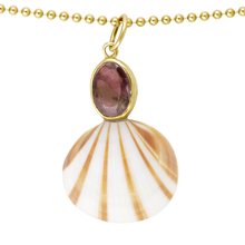 Load image into Gallery viewer, Rubellite Tourmaline Striped Shell Pendant