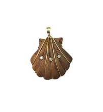 Load image into Gallery viewer, 3 Diamond Carved Walnut Shell Pendant in carved wood and shell by Christina Puchi