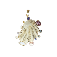 Load image into Gallery viewer, Pastel Kitten Paw Halo Pendant in shell by Christina Puchi