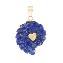 Load image into Gallery viewer, Carved Stone Ammonite Pendants in carved stone and shell by Christina Puchi