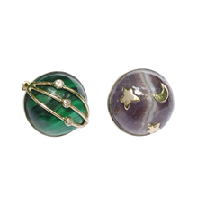 Load image into Gallery viewer, Carved Stone Planet Earrings
