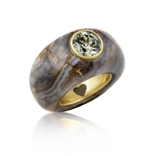 Load image into Gallery viewer, Carved Stone Ring in carved stone by Christina Puchi