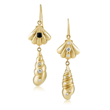 Load image into Gallery viewer, Gold Shell Earrings in gold and shell by Christina Puchi