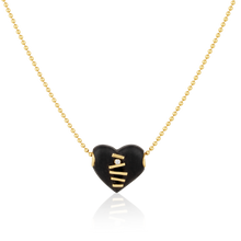 Load image into Gallery viewer, Ebony Stitched Heart Bead Pendant in carved wood by Christina Puchi
