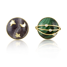 Load image into Gallery viewer, Carved Stone Planet Earrings