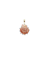 Load image into Gallery viewer, Orange/Pink Lions Paw Halo Pendant in shell by Christina Puchi