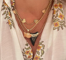 Load image into Gallery viewer, Ebony Shark Tooth Pendant in carved wood by Christina Puchi
