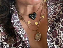 Load image into Gallery viewer, White Stone Ebony Heart Pendant in carved wood by Christina Puchi