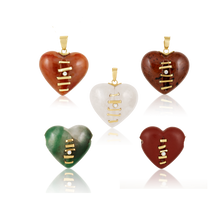 Load image into Gallery viewer, Carved Stone Stitched Heart Pendants in carved stone by Christina Puchi