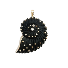 Load image into Gallery viewer, Carved Ebony Ammonite Pendant in carved wood by Christina Puchi