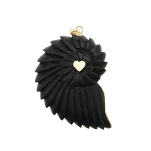 Load image into Gallery viewer, Carved Ebony Ammonite Pendant in carved wood by Christina Puchi