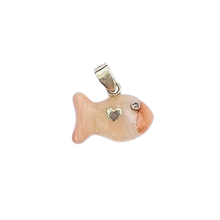 Load image into Gallery viewer, Small Agate Goldfish Pendant in carved stone by Christina Puchi