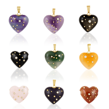 Load image into Gallery viewer, Carved Stone Studded Heart Pendants in carved stone by Christina Puchi