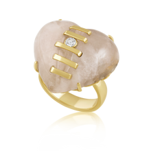 Load image into Gallery viewer, Carved Stone Stitched Heart Ring in carved stone by Christina Puchi