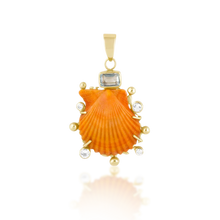 Load image into Gallery viewer, Light Orange Shell Halo Pendant in shell by Christina Puchi