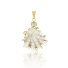 Load image into Gallery viewer, White Kitten Paw Halo Pendant in shell by Christina Puchi