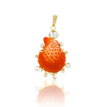 Load image into Gallery viewer, Bright Orange Shell Halo Pendant in shell by Christina Puchi