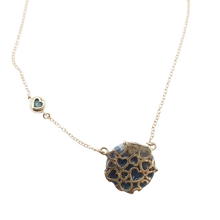 Load image into Gallery viewer, Carved Stone Planet Necklace in carved stone and gold by Christina Puchi