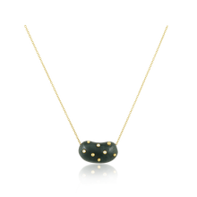 Load image into Gallery viewer, Carved Jade Studded Bean Necklace in carved stone by Christina Puchi