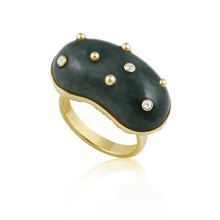 Load image into Gallery viewer, Carved Jade Studded Bean Ring