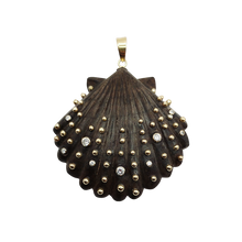 Load image into Gallery viewer, Carved Chestnut Scallop Shell Pendant in shell by Christina Puchi