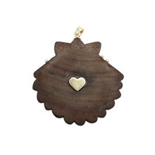 Load image into Gallery viewer, Carved Chestnut Scallop Shell Pendant in shell by Christina Puchi