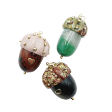 Load image into Gallery viewer, Carved Stone Acorn Pendant in carved stone by Christina Puchi