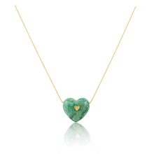 Load image into Gallery viewer, Carved Stone Heart Necklace in carved stone by Christina Puchi