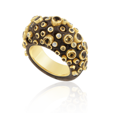 Load image into Gallery viewer, Carved Walnut Ring in carved wood by Christina Puchi