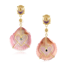 Load image into Gallery viewer, Amethyst, Pearl + Shell Earrings in shell by Christina Puchi