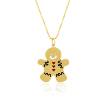 Load image into Gallery viewer, Gingerbread Man Pendant in gold by Christina Puchi