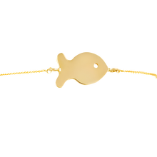 Load image into Gallery viewer, Gold Large Fish Friendship Bracelet in gold by Christina Puchi