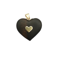 Load image into Gallery viewer, Carved Ebony Stitched Heart Pendant in carved wood by Christina Puchi