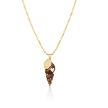 Load image into Gallery viewer, Wooden Spiral Shell Pendant in carved wood and shell by Christina Puchi