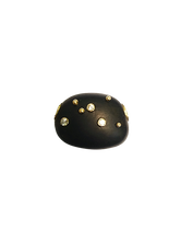 Load image into Gallery viewer, White Sapphire Ebony Bean Bead Pendant in carved wood by Christina Puchi