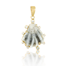 Load image into Gallery viewer, Grey Kitten Paw Halo Pendant in shell by Christina Puchi