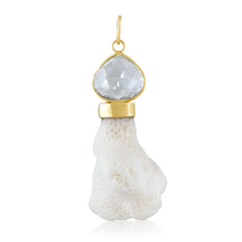 Load image into Gallery viewer, Teardrop Aquamarine Coral Pendant in shell by Christina Puchi