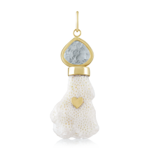 Load image into Gallery viewer, Teardrop Aquamarine Coral Pendant in shell by Christina Puchi