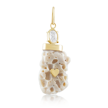 Load image into Gallery viewer, Oval Aquamarine Coral Pendant in shell by Christina Puchi