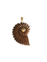 Load image into Gallery viewer, Carved Walnut Ammonite Pendant by Christina Puchi