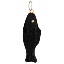 Load image into Gallery viewer, Ebony Swedish Fish Pendant in carved wood by Christina Puchi