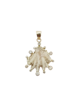 Load image into Gallery viewer, White Kitten's Paw Diamond Halo Pendant in shell by Christina Puchi