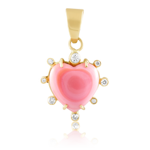 Load image into Gallery viewer, Pink Conch Shell Heart Halo Pendant by Christina Puchi
